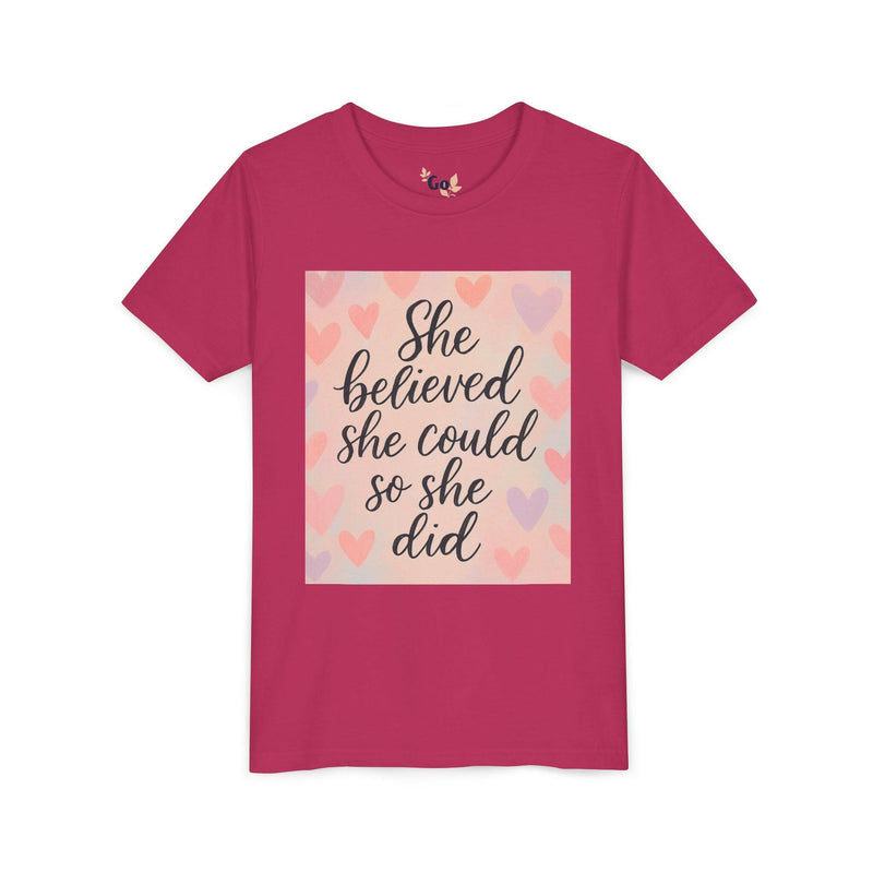 Inspirational Youth Tee, She Believed She Could T-Shirt, Motivational Gift for Kids, Self-Esteem Shirt, Encouragement Top, Birthday Gift