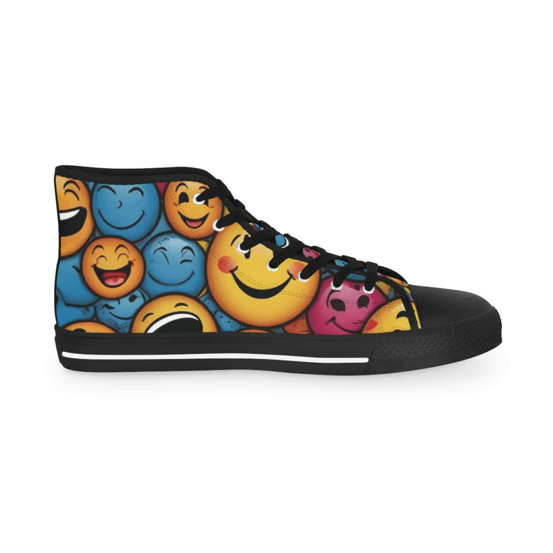 Colorful Emoji High Top Sneakers | Fun Casual Footwear, Unique Gift for Teens, Happy Vibe Shoes, Youthful Style, Festival & Party Wear
