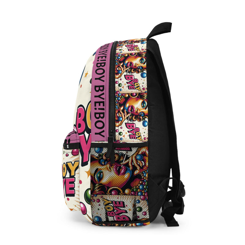 Chic Graphic Backpack with ‘Boy Bye’ Design, Trendy School Bag, Stylish Travel Companion, Fun Gift for Teens, Eye-Catching Accessories