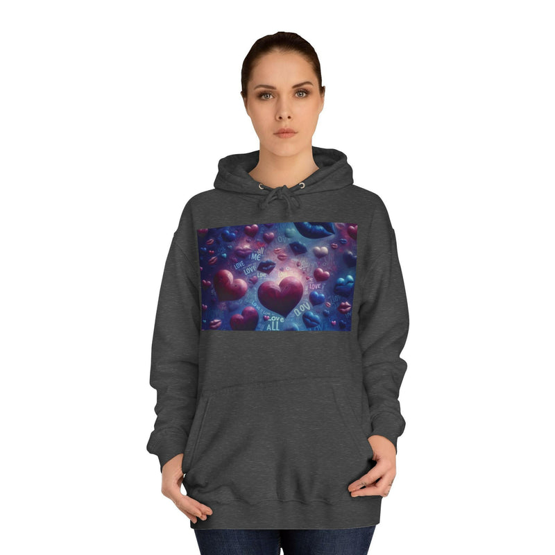 Unisex Heart Vibe College Hoodie, Casual Fashion Hoodie, Cute Gift for Students, Cozy College Wear, Trendy Streetwear