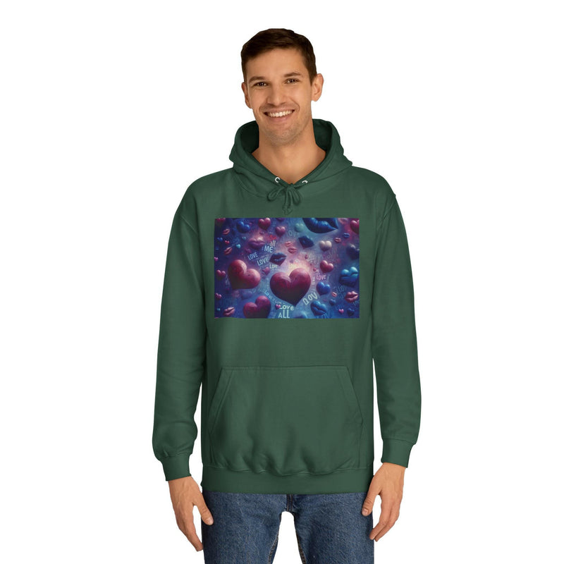 Unisex Heart Vibe College Hoodie, Casual Fashion Hoodie, Cute Gift for Students, Cozy College Wear, Trendy Streetwear