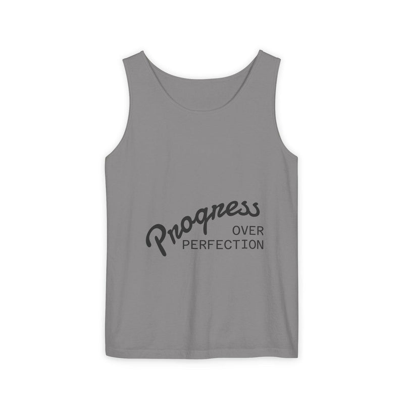 Progress Over Perfection Tank Top, Unisex Inspirational Top, Cute Bear Graphic Tank, Motivational Gift, Casual Summer Wear