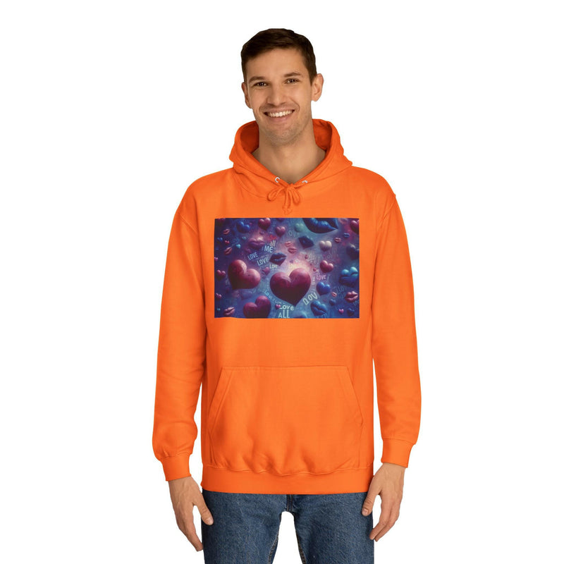 Unisex Heart Vibe College Hoodie, Casual Fashion Hoodie, Cute Gift for Students, Cozy College Wear, Trendy Streetwear
