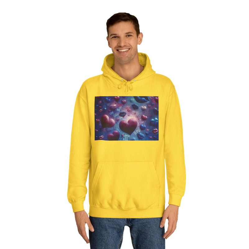 Unisex Heart Vibe College Hoodie, Casual Fashion Hoodie, Cute Gift for Students, Cozy College Wear, Trendy Streetwear