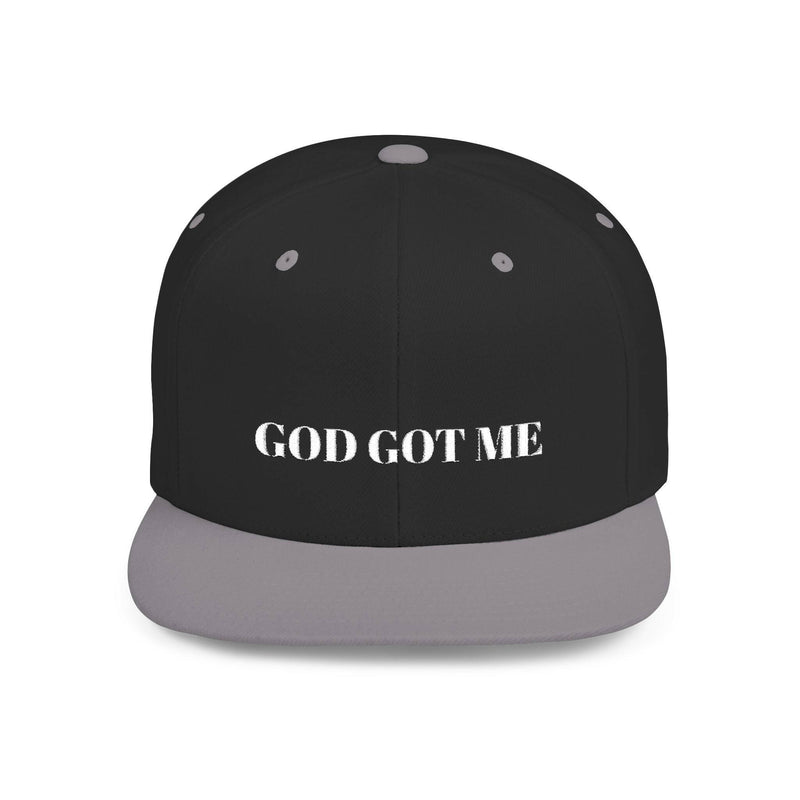Black adjustable snapback cap with embroidered logo, perfect for customizable fit and stylish streetwear.
