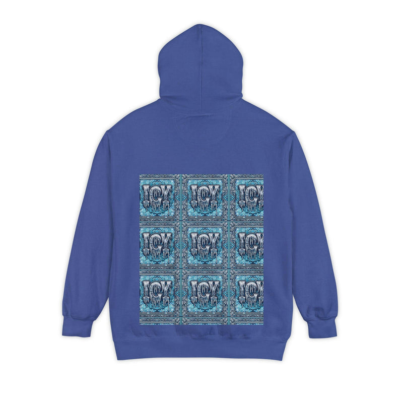 Ice-Cool Unisex Garment-Dyed Hoodie - Cozy Streetwear, Graphic Layered Art, Perfect for Gifting, Winter & Casual Outings