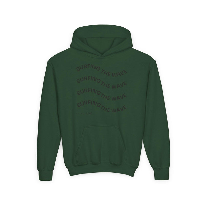Surfing the Wave & Money Bear Youth Hoodie | Cute Trendy Sweatshirt for Kids | Perfect for Birthdays, Holidays, Year-Round Fun