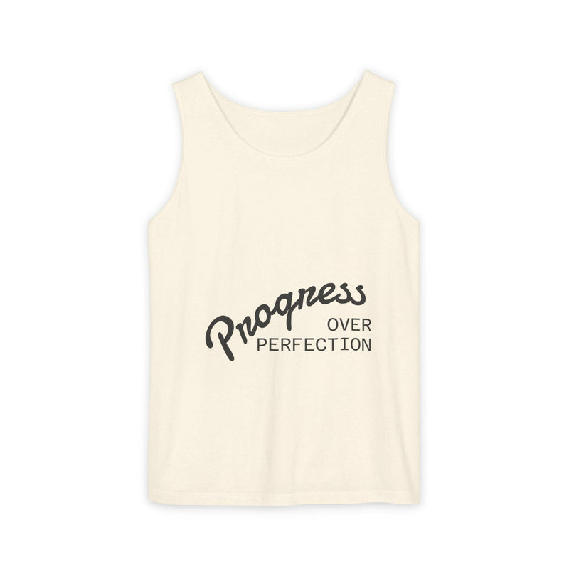 Progress Over Perfection Tank Top, Unisex Inspirational Top, Cute Bear Graphic Tank, Motivational Gift, Casual Summer Wear