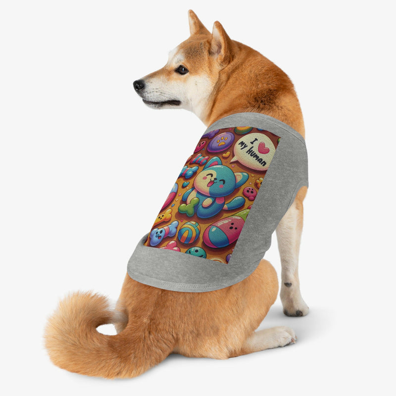 Cute Pet Tank Top - I Love My Human, Pet Clothing, Dog Shirt, Cat Apparel, Gifts for Pet Lovers, Summer Wear