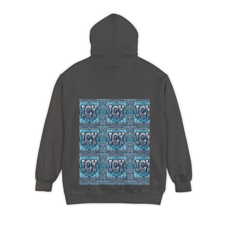 Ice-Cool Unisex Garment-Dyed Hoodie - Cozy Streetwear, Graphic Layered Art, Perfect for Gifting, Winter & Casual Outings
