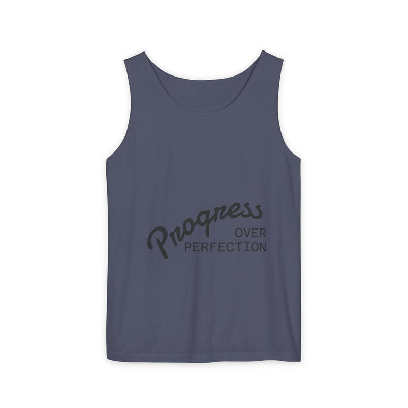 Progress Over Perfection Tank Top, Unisex Inspirational Top, Cute Bear Graphic Tank, Motivational Gift, Casual Summer Wear
