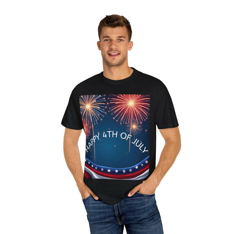Patriotic 4th of July T-Shirt | Unisex Graphic Tee for Independence Day Celebrations, Fireworks Shirt, Summer BBQ Wear, USA Pride Apparel