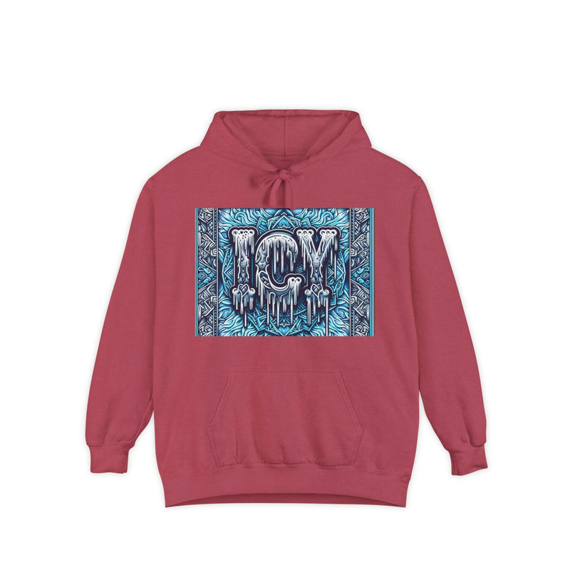 Ice-Cool Unisex Garment-Dyed Hoodie - Cozy Streetwear, Graphic Layered Art, Perfect for Gifting, Winter & Casual Outings