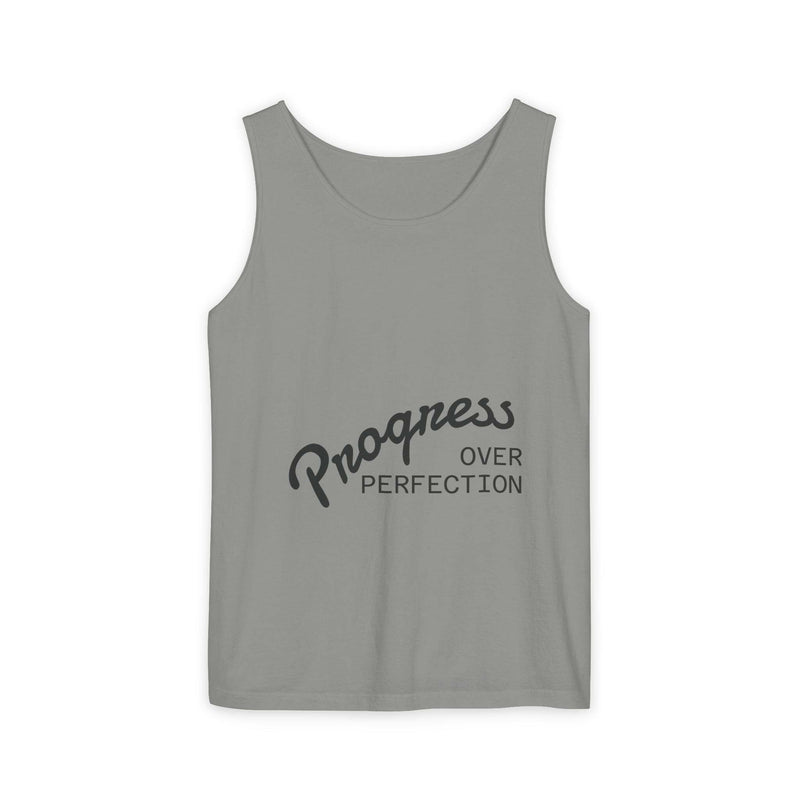 Progress Over Perfection Tank Top, Unisex Inspirational Top, Cute Bear Graphic Tank, Motivational Gift, Casual Summer Wear
