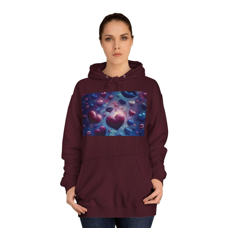 Unisex Heart Vibe College Hoodie, Casual Fashion Hoodie, Cute Gift for Students, Cozy College Wear, Trendy Streetwear