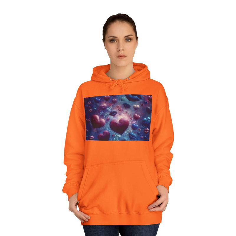 Unisex Heart Vibe College Hoodie, Casual Fashion Hoodie, Cute Gift for Students, Cozy College Wear, Trendy Streetwear