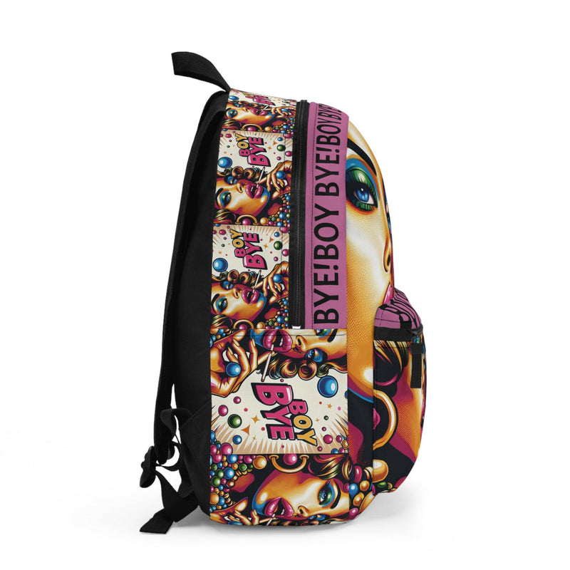 Chic Graphic Backpack with ‘Boy Bye’ Design, Trendy School Bag, Stylish Travel Companion, Fun Gift for Teens, Eye-Catching Accessories