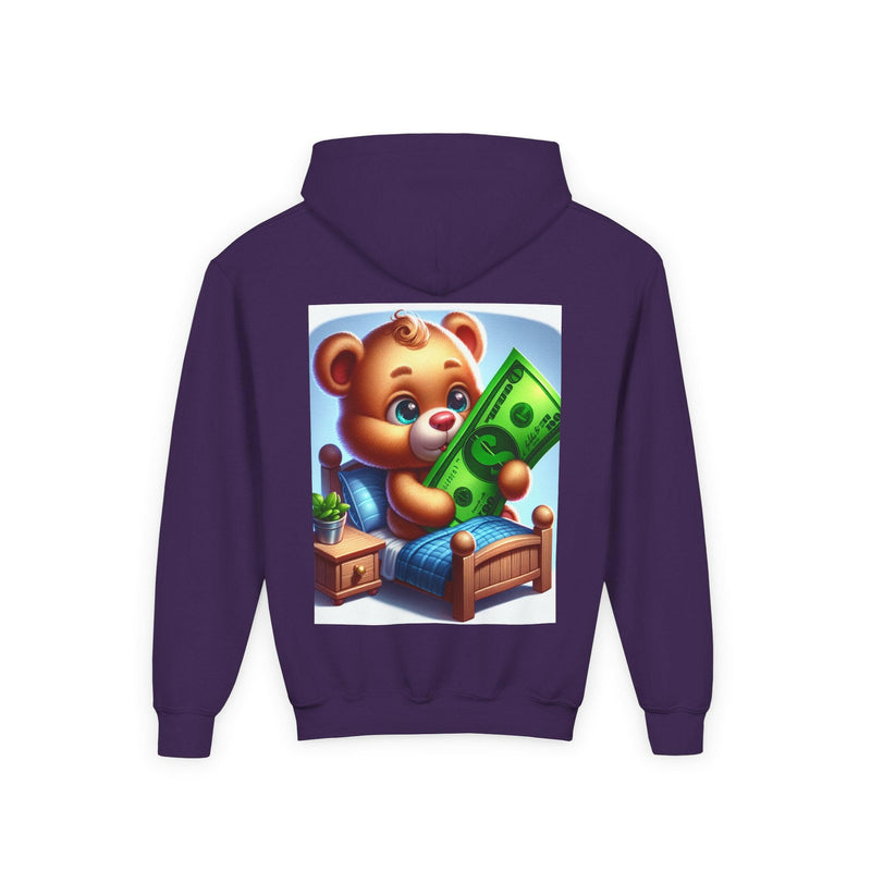 Surfing the Wave & Money Bear Youth Hoodie | Cute Trendy Sweatshirt for Kids | Perfect for Birthdays, Holidays, Year-Round Fun