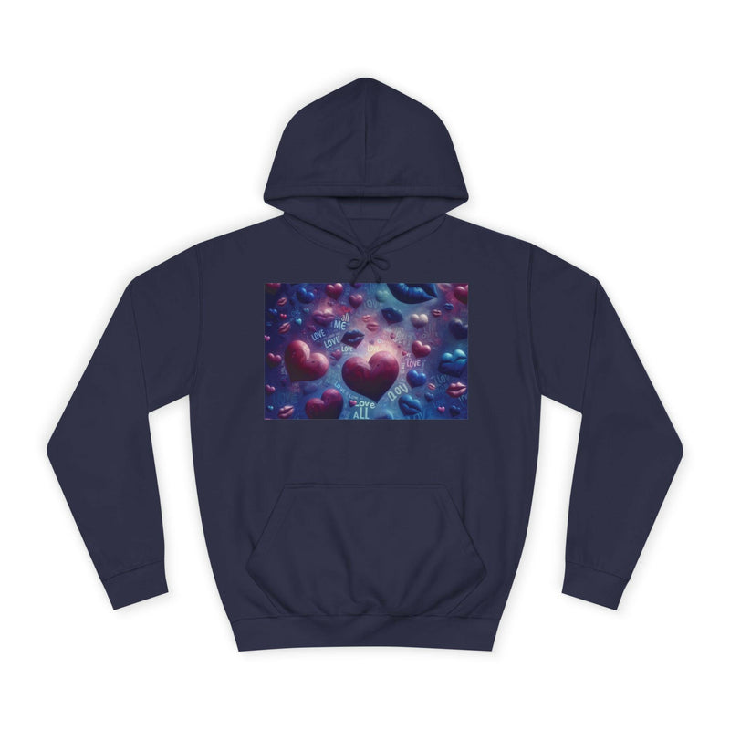 Unisex Heart Vibe College Hoodie, Casual Fashion Hoodie, Cute Gift for Students, Cozy College Wear, Trendy Streetwear