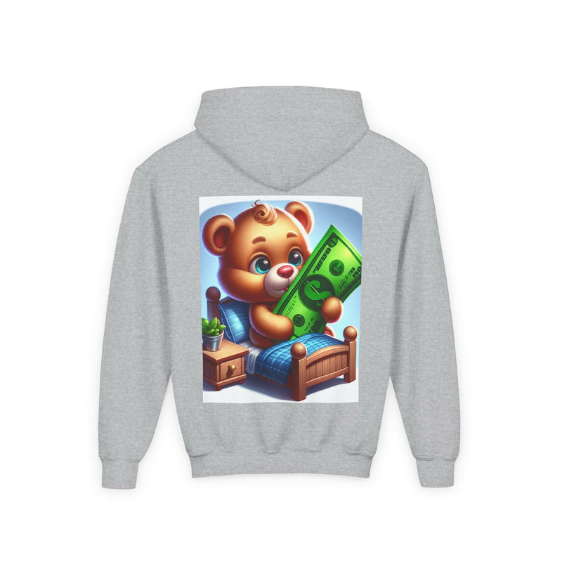 Surfing the Wave & Money Bear Youth Hoodie | Cute Trendy Sweatshirt for Kids | Perfect for Birthdays, Holidays, Year-Round Fun