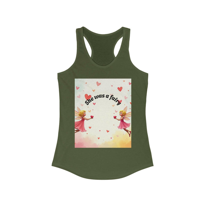 Elegant Fairy Racerback Tank exuding magical vibes, perfect for a stylish and enchanting look.