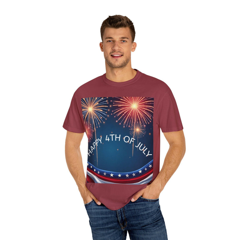 Patriotic 4th of July T-Shirt | Unisex Graphic Tee for Independence Day Celebrations, Fireworks Shirt, Summer BBQ Wear, USA Pride Apparel