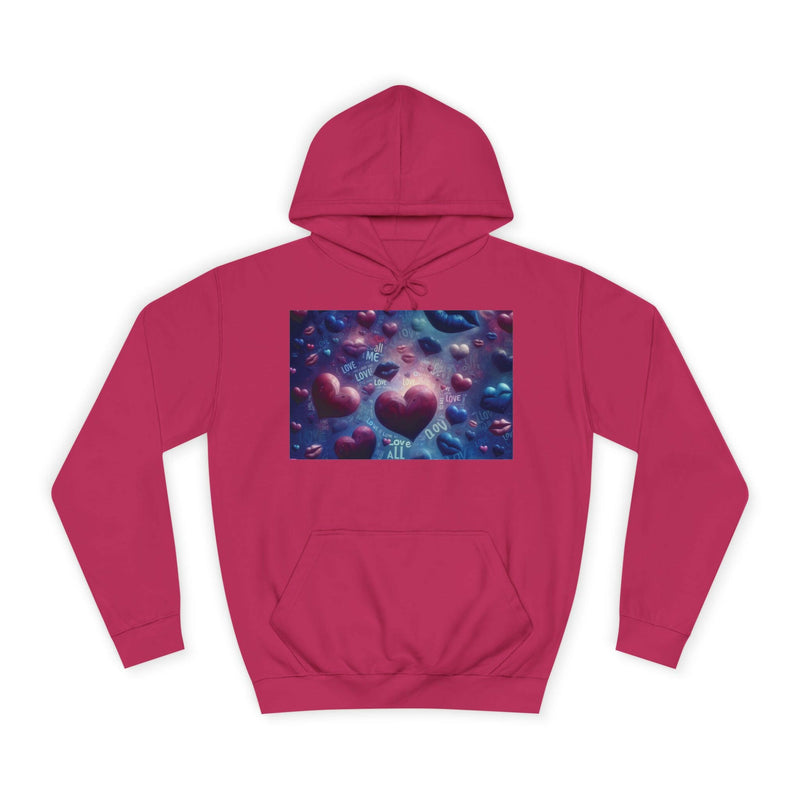 Unisex Heart Vibe College Hoodie, Casual Fashion Hoodie, Cute Gift for Students, Cozy College Wear, Trendy Streetwear
