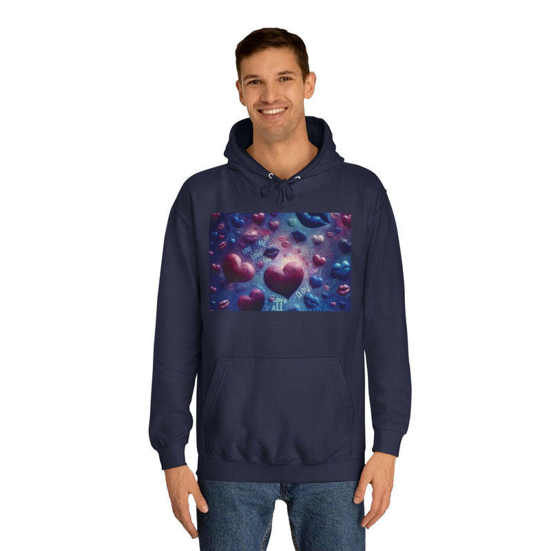 Unisex Heart Vibe College Hoodie, Casual Fashion Hoodie, Cute Gift for Students, Cozy College Wear, Trendy Streetwear