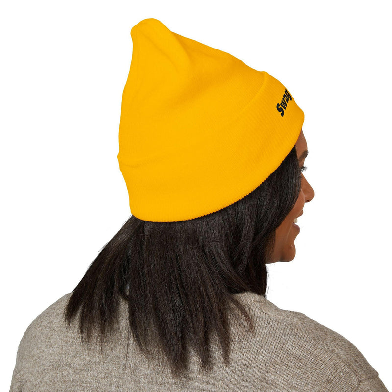 Stylish swag beanie for modern fashion enthusiasts, perfect for adding a trendy touch to your winter wardrobe.