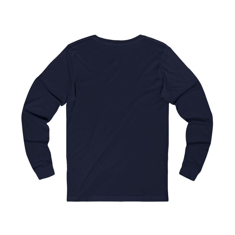 Navy blue unisex swag long sleeve tee back view, casual comfortable jersey shirt for adults