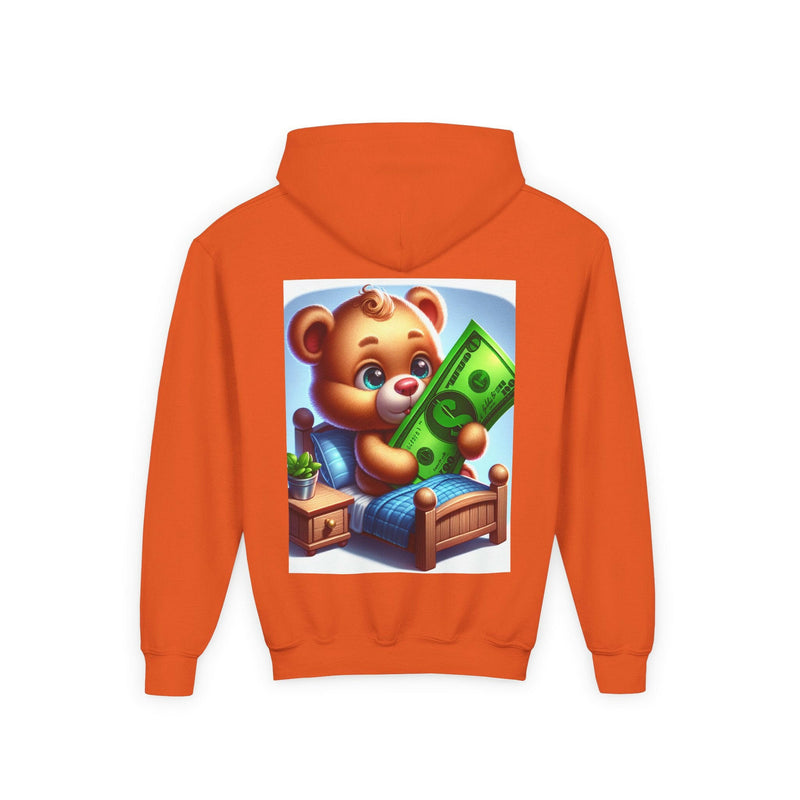 Surfing the Wave & Money Bear Youth Hoodie | Cute Trendy Sweatshirt for Kids | Perfect for Birthdays, Holidays, Year-Round Fun