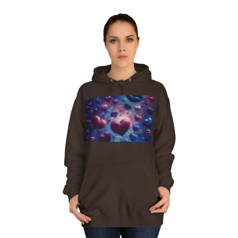 Unisex Heart Vibe College Hoodie, Casual Fashion Hoodie, Cute Gift for Students, Cozy College Wear, Trendy Streetwear