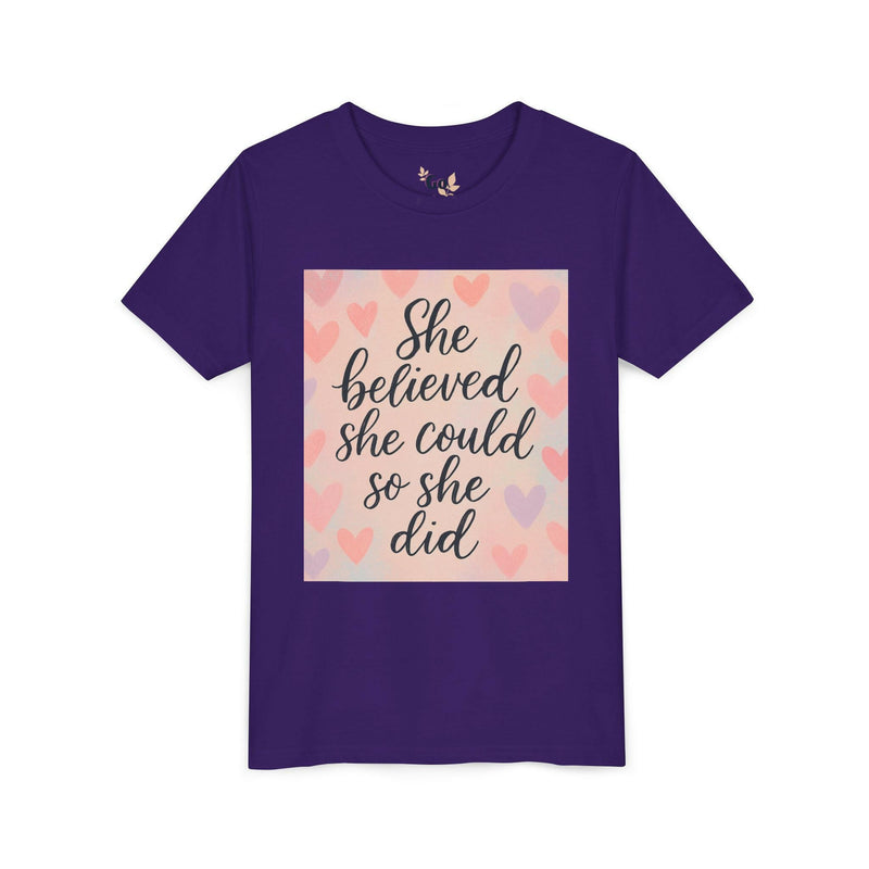 Inspirational Youth Tee, She Believed She Could T-Shirt, Motivational Gift for Kids, Self-Esteem Shirt, Encouragement Top, Birthday Gift