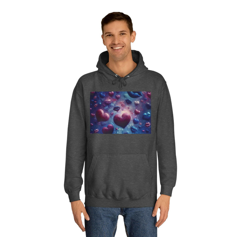 Unisex Heart Vibe College Hoodie, Casual Fashion Hoodie, Cute Gift for Students, Cozy College Wear, Trendy Streetwear