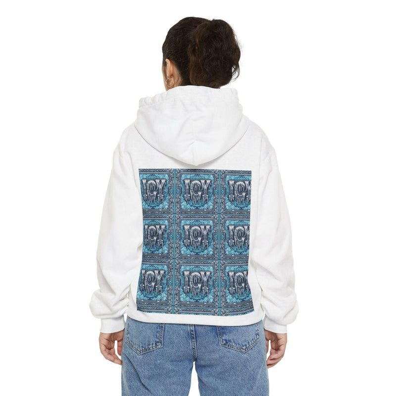 Ice-Cool Unisex Garment-Dyed Hoodie - Cozy Streetwear, Graphic Layered Art, Perfect for Gifting, Winter & Casual Outings