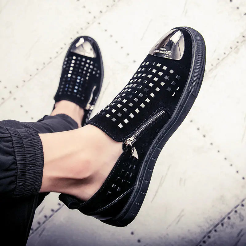 European Style Men's Casual Loafers with Rhinestones
