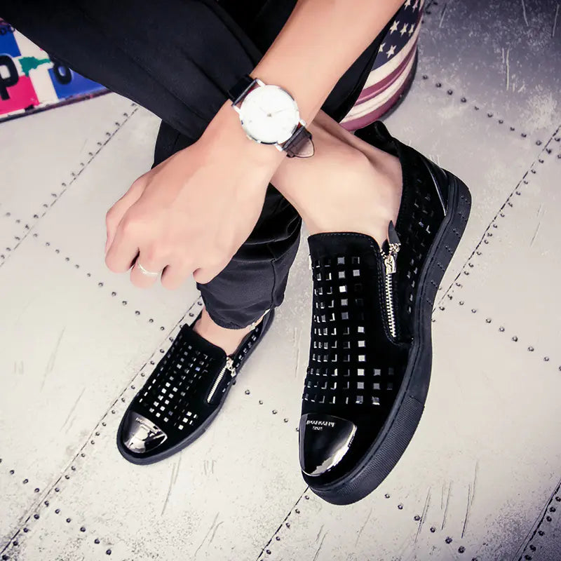 European Style Men's Casual Loafers with Rhinestones