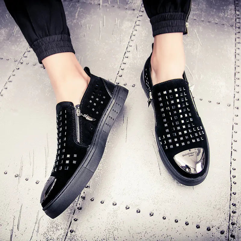 European Style Men's Casual Loafers with Rhinestones