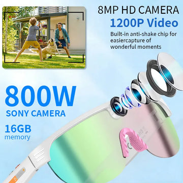 LIGE AI Smart Cycling Glasses Men 800W Camera Video with Translation Smart Sunglasses Call Music HD Color Change Sports Glasses