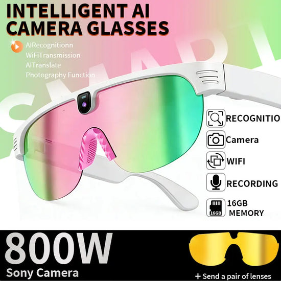 LIGE AI Smart Cycling Glasses Men 800W Camera Video with Translation Smart Sunglasses Call Music HD Color Change Sports Glasses