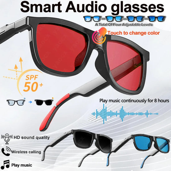 2026 New Smart Audio Glasses Color Changing Lenses AI Q&A Voice Calls 8hours Music Ultra-Clear Sound Quality IP65 Smart Glasses