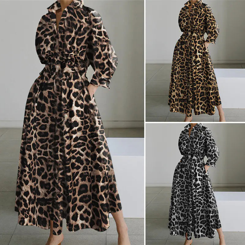2025 Fall Fashion Leopard Print Dress for Women.