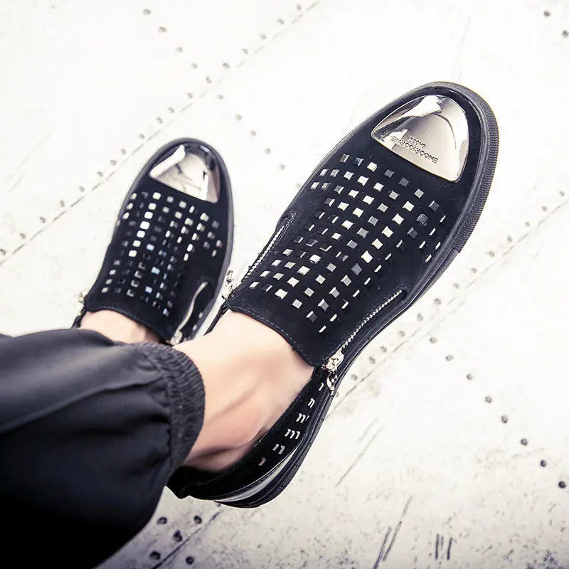 European Style Men's Casual Loafers with Rhinestones