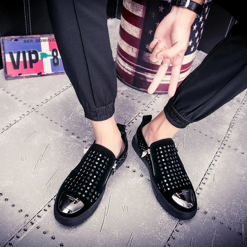 European Style Men's Casual Loafers with Rhinestones