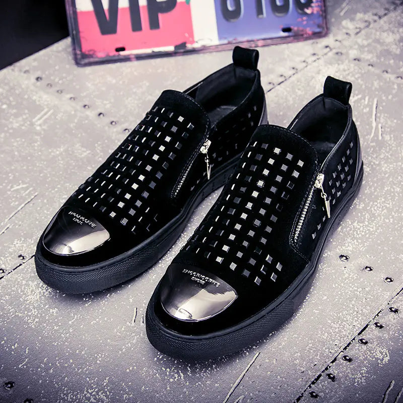 European Style Men's Casual Loafers with Rhinestones
