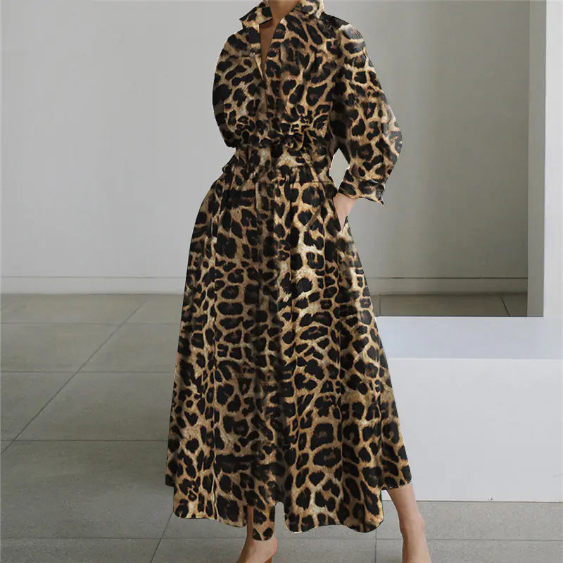 2025 Fall Fashion Leopard Print Dress for Women.