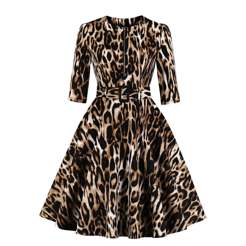 2025 Fall Fashion Leopard Print Dress for Women.