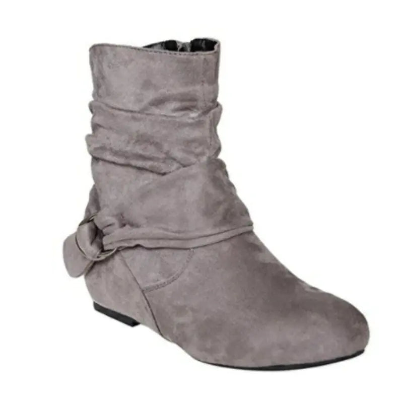 Suede Zipper Round Toe Short Boots for Women.