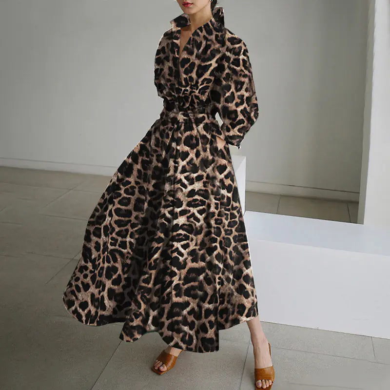 2025 Fall Fashion Leopard Print Dress for Women.
